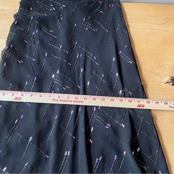 VANESSA BRUNO 100% SILK MIDI SKIRT ARTSY MIXED METALS ROMANTIC WHIMSYGOTH WITCHY - Picture 9 of 11